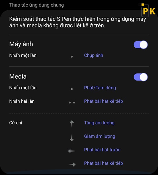 Dùng bút Spen điều khiển trình phát media