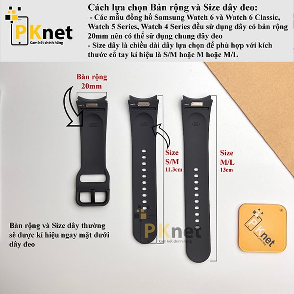 Size của dây đeo Samsung watch 6