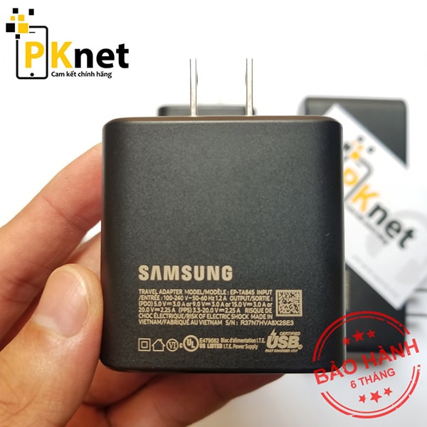 Thông số trên củ sạc nhanh Samsung 45W